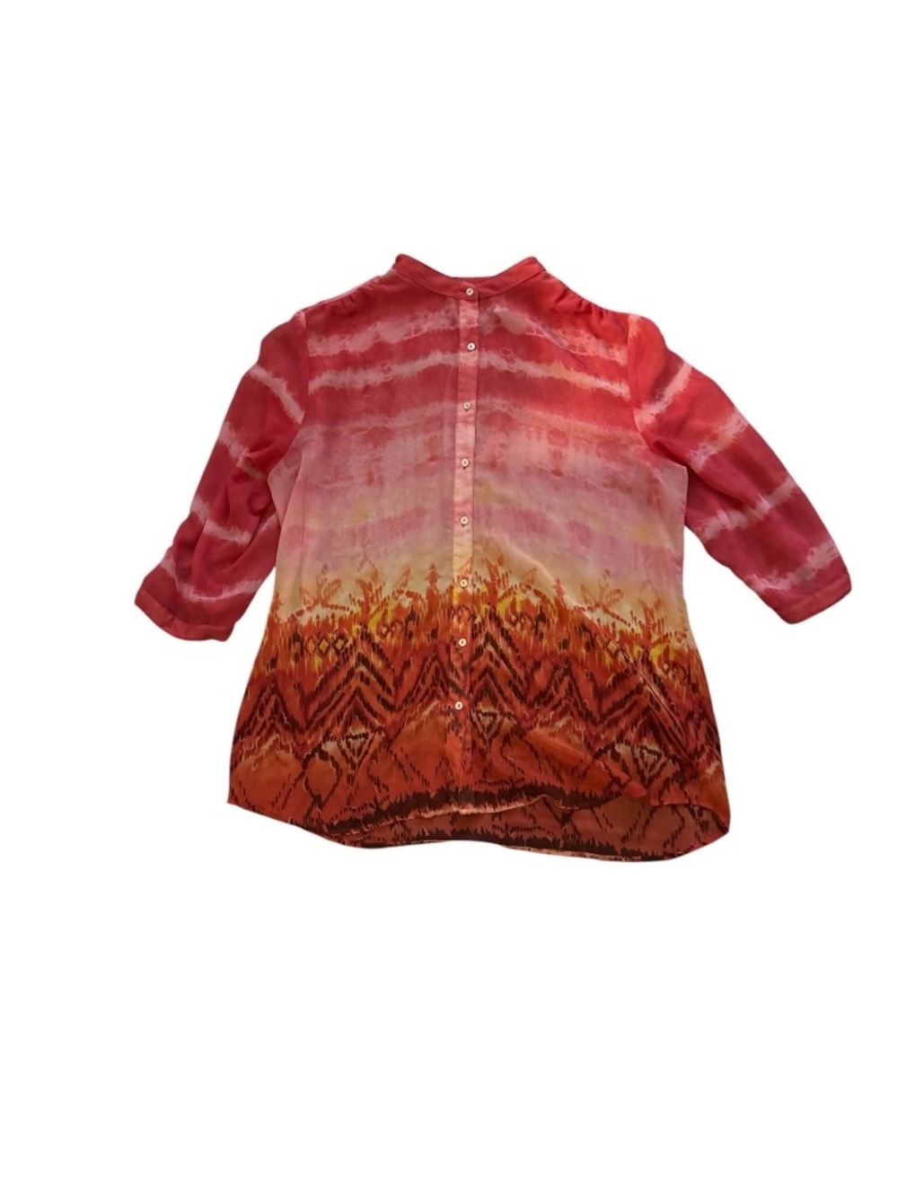 Chico's Coral Pink to Orange Ombre Button-Back Blouse